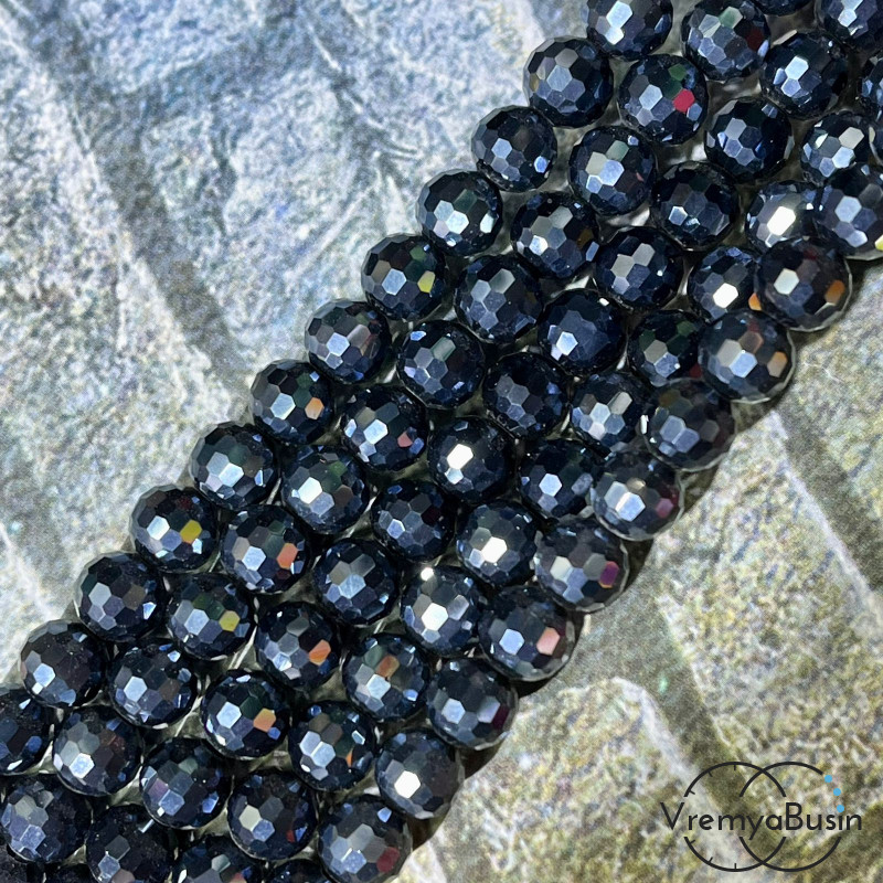 Шарик граненый из стекла, 8 мм (нить, ок. 50 шт.)