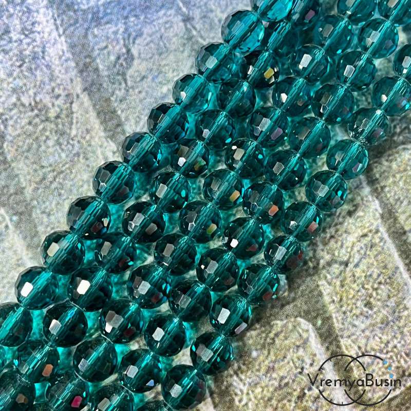 Шарик граненый из стекла, 8 мм (нить, ок. 50 шт.)