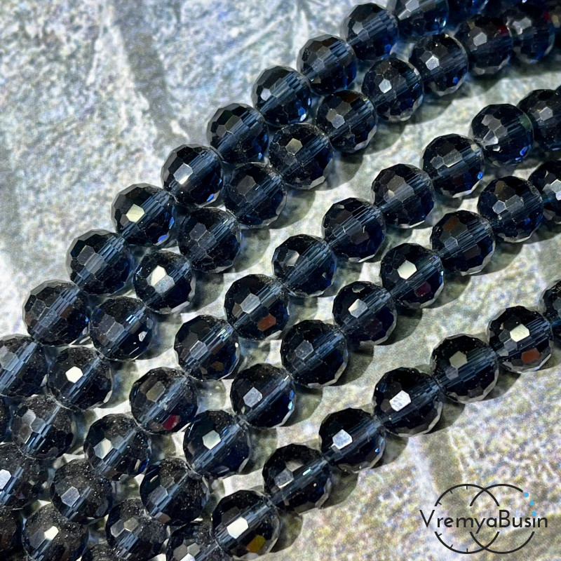 Шарик граненый из стекла, 8 мм (нить, ок. 50 шт.)