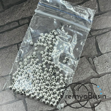 Разделители шарики, 2.5 мм, цв. серебро (упак. ок. 200 шт.)