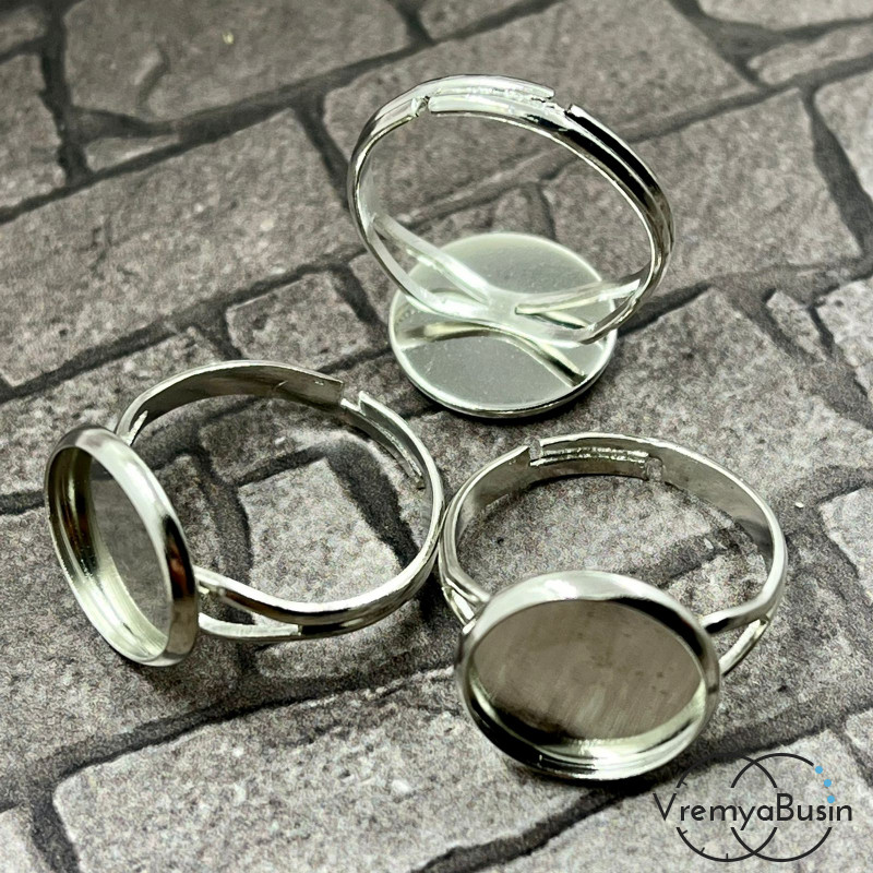 Основа для кольца с сеттингом под кабошон 12 мм., цв. никель (1 шт.)