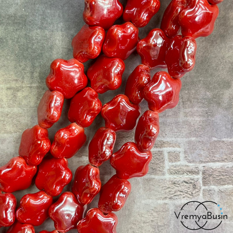 Бусины керамические "Цветочек", 14х6  мм (1/2 нити, ок.  12   шт.)