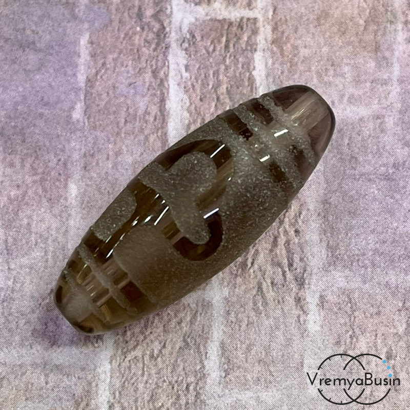 Резная бусина Дзи из раухтопаза "Бодхи", 30х12 мм (1 шт.)