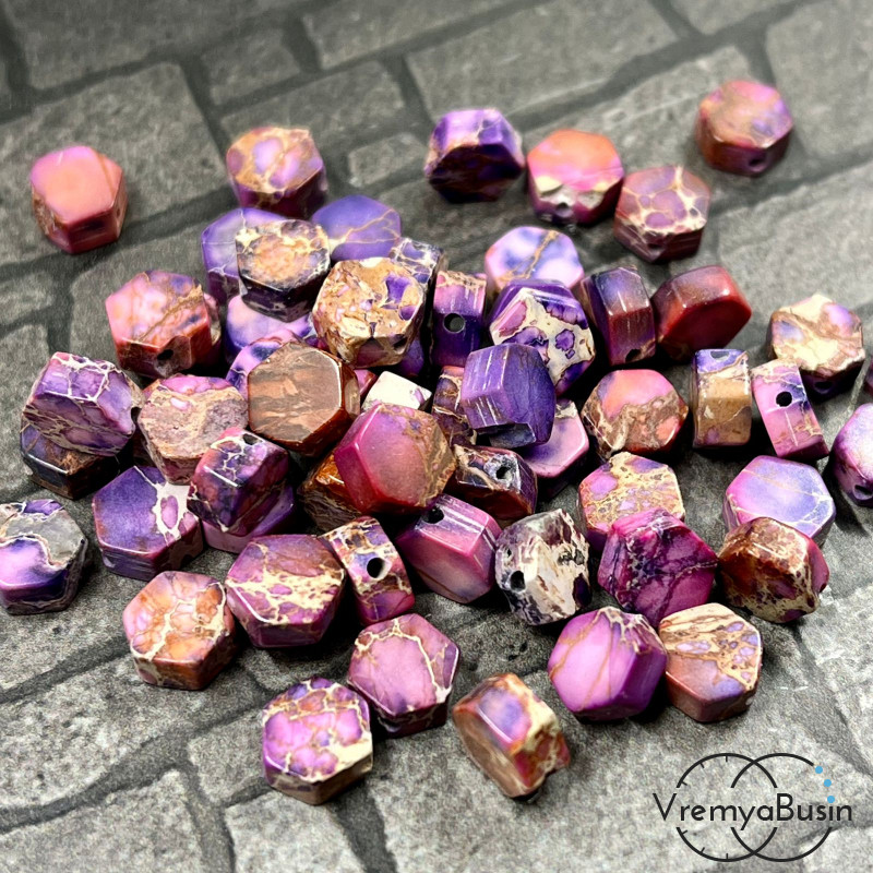 Варисцит, шестигранник плоский 6 мм (упак. 10 шт.)