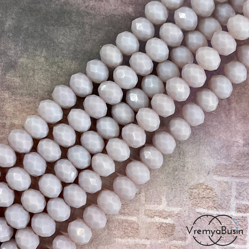 Бусины-рондели из граненого стекла, цв. лиловый матовый, размер 8 мм  (нить, ок. 65  шт.)