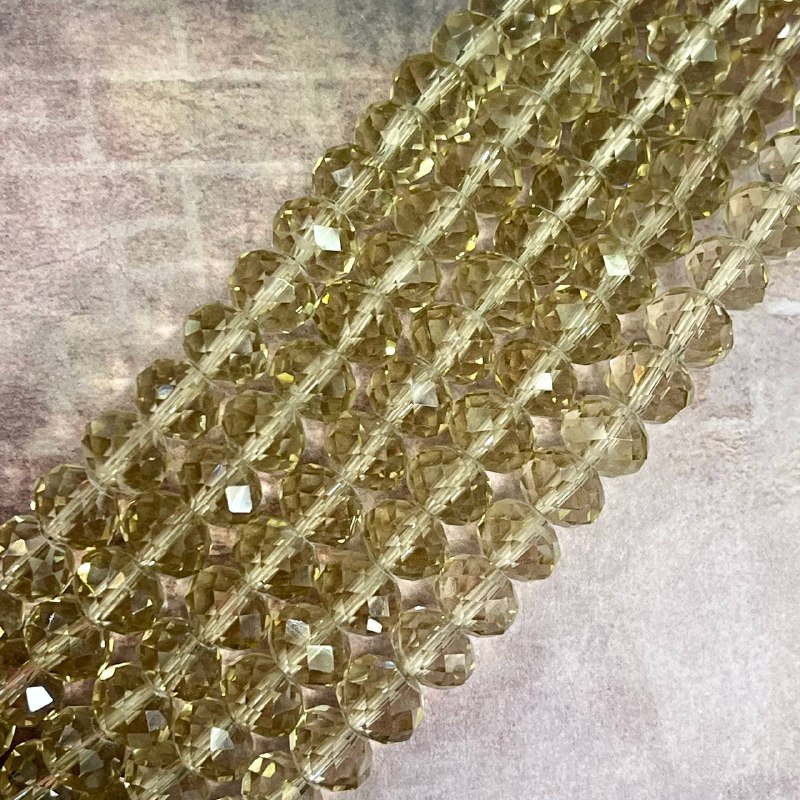 Бусины-рондели из граненого стекла, цв. бежевый, размер 8 мм  (нить, ок. 65  шт.)