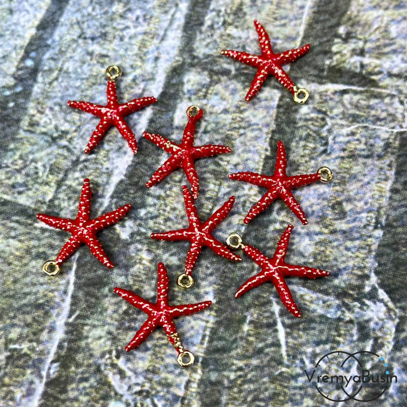 Подвеска с эмалью "Звезда", 14 мм, латунь с позолотой (1 шт.)