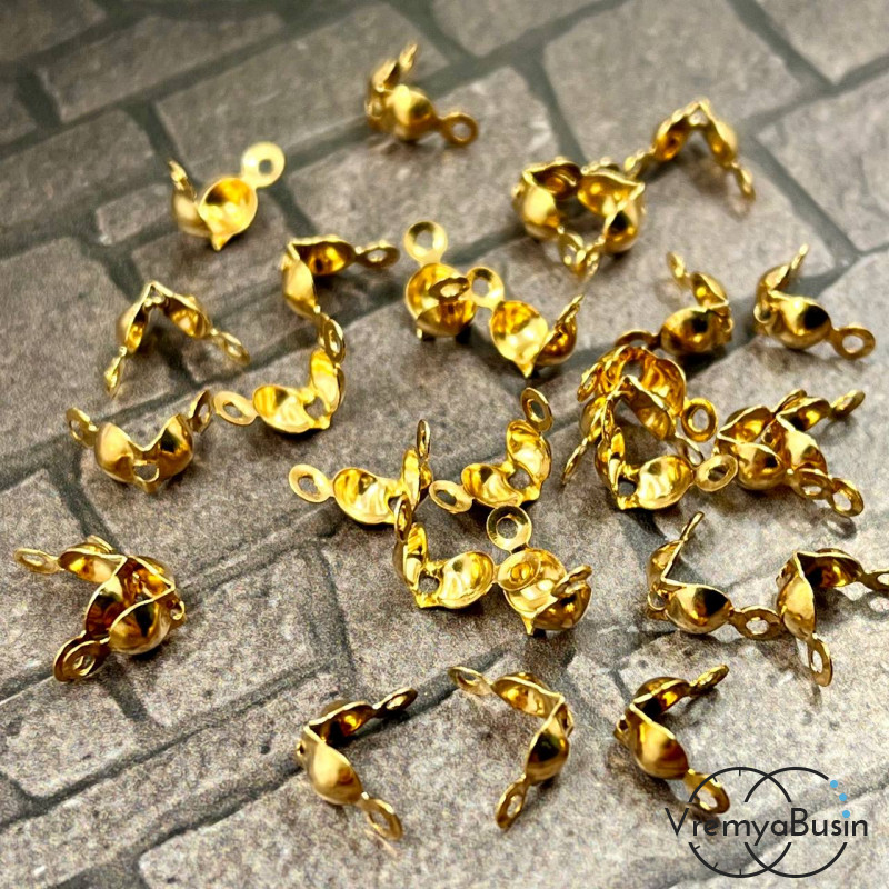 Каллоты зажимы с петлей, 4х7 мм, цв. КС золото (упак. 20 шт.)