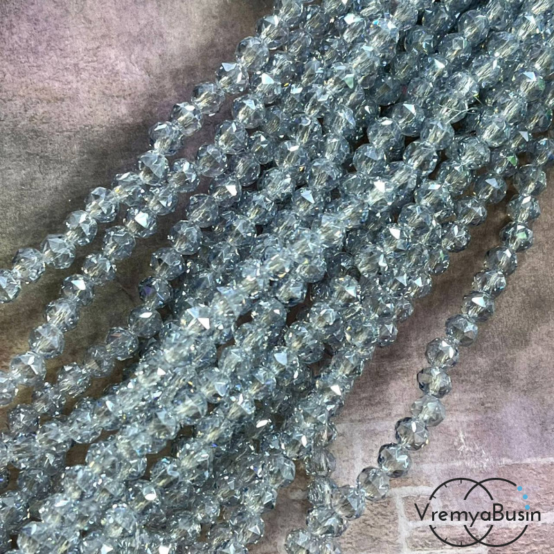 Бусины-рондели из стекла с треугольной огранкой, 5х6 мм (1/2 нити, ок. 50 шт.)