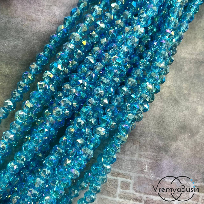 Бусины-рондели из стекла с треугольной огранкой, 5х6 мм (1/2 нити, ок. 50 шт.)