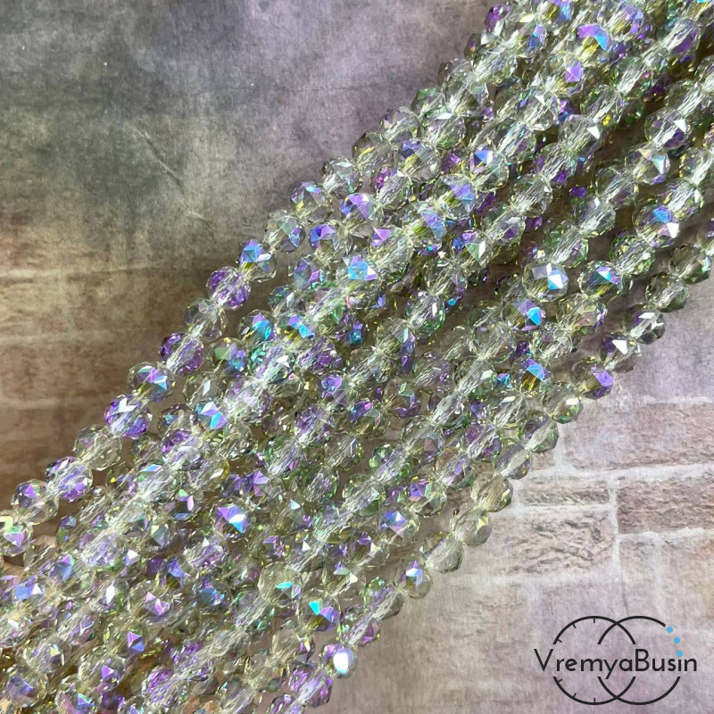 Бусины-рондели из стекла с треугольной огранкой, 5х6 мм (1/2 нити, ок. 50 шт.)