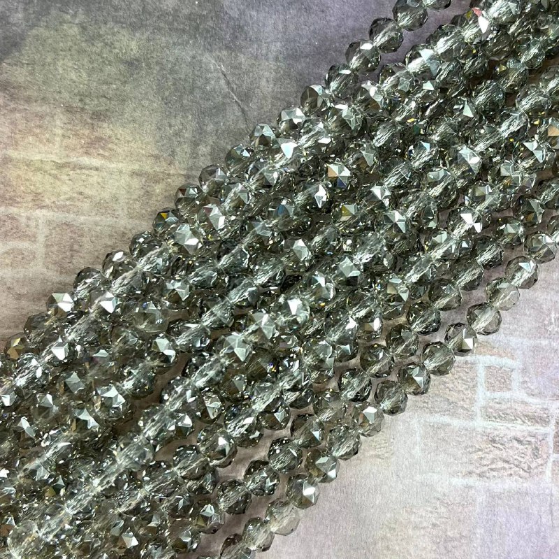 Бусины-рондели из стекла с треугольной огранкой, 5х6 мм (1/2 нити, ок. 50 шт.)