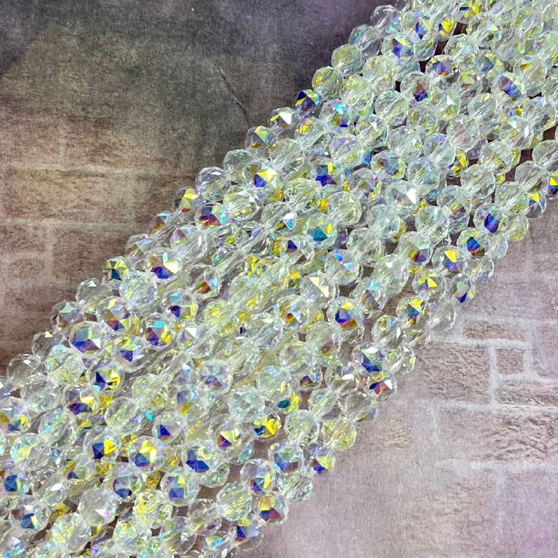 Бусины-рондели из стекла с треугольной огранкой, 5х6 мм (1/2 нити, ок. 50 шт.)