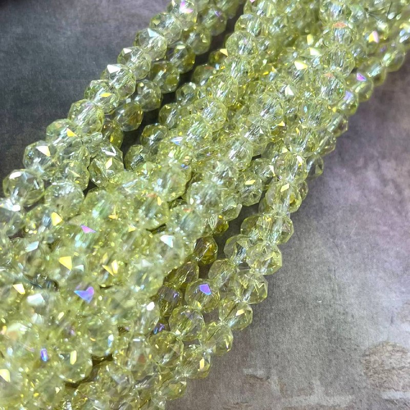 Бусины-рондели из стекла с треугольной огранкой, 5х6 мм (1/2 нити, ок. 50 шт.)