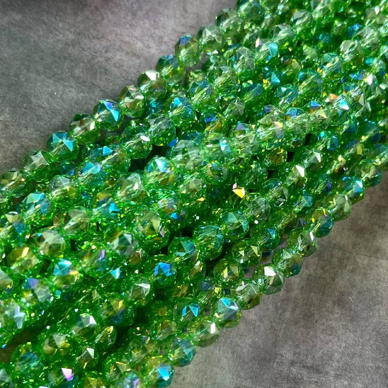 Бусины-рондели из стекла с треугольной огранкой, 5х6 мм (1/2 нити, ок. 50 шт.)