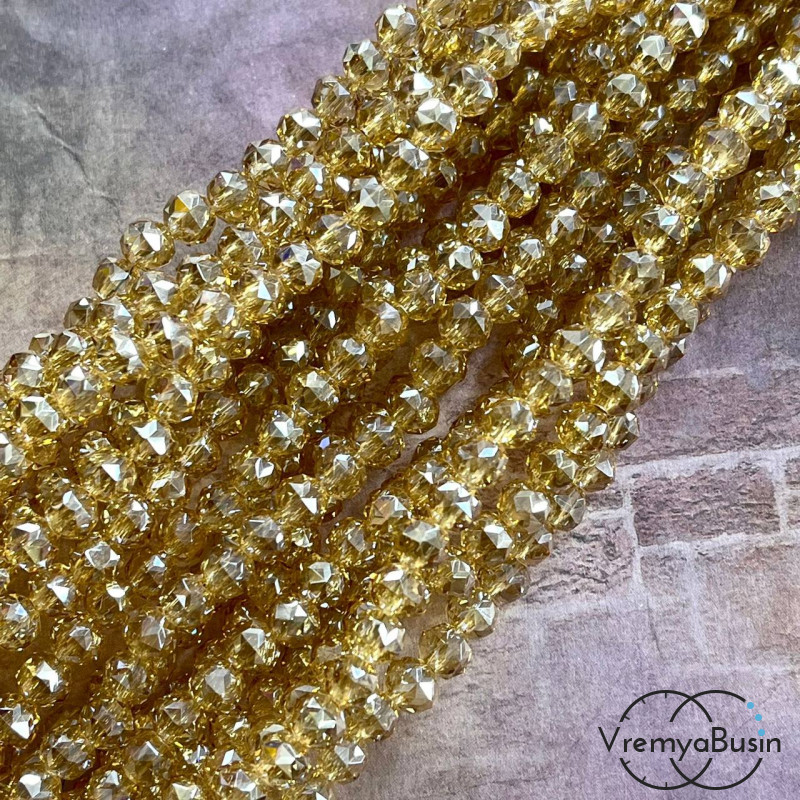 Бусины-рондели из стекла с треугольной огранкой, 5х6 мм (1/2 нити, ок. 50 шт.)