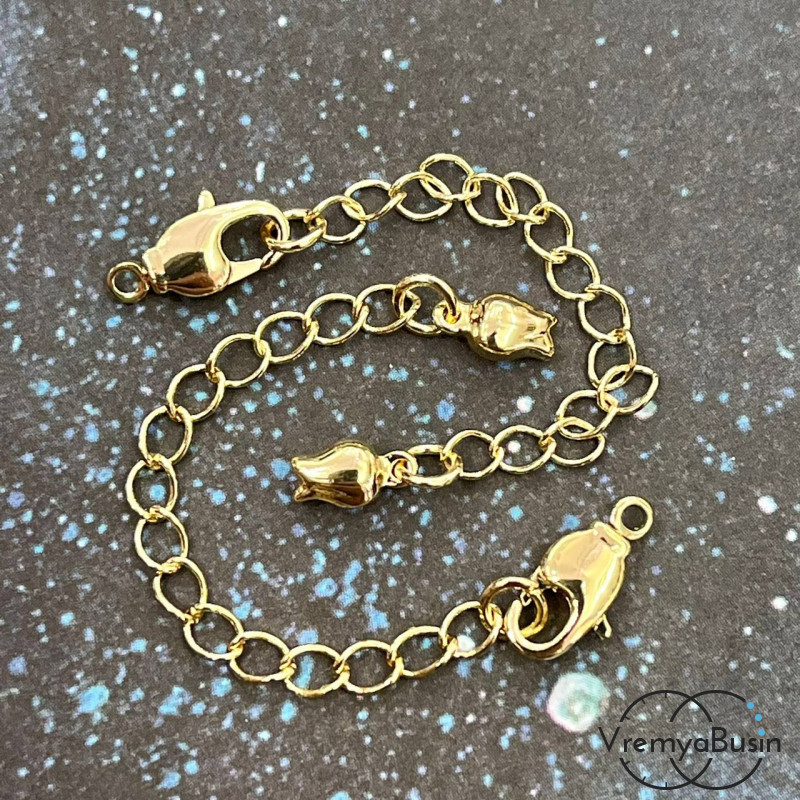 Карабин с цепочкой, латунь с позолотой 6х12 мм (1 шт.)