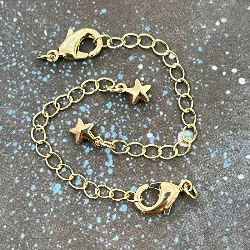 Карабин с цепочкой, латунь с позолотой 7х12 мм (1 шт.)