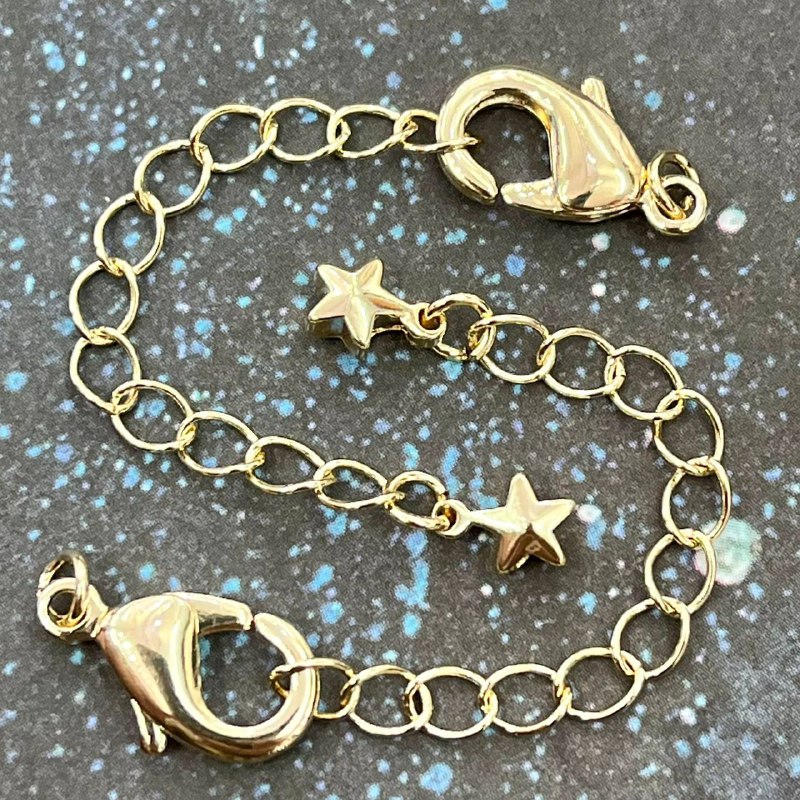 Карабин с цепочкой, латунь с позолотой 8х14 мм (1 шт.)