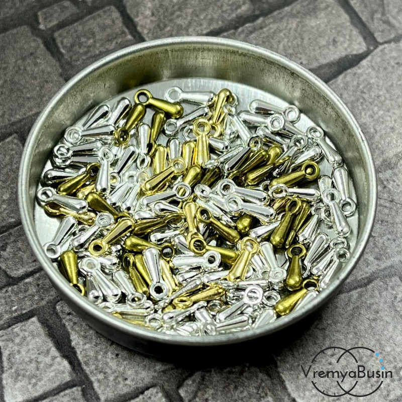 Окончание для цепочки - концевик в форме капли, 2х7 мм, цв. микс (упак. 10 шт.)