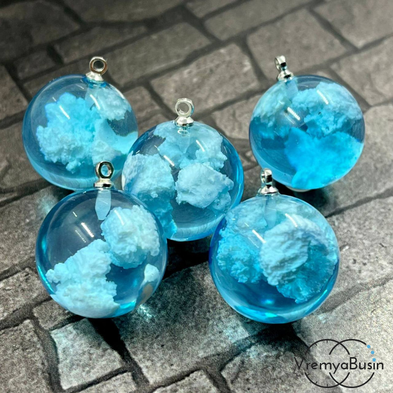 Кулон из эпоксидной смолы "Облака", 17 мм (1 шт.)