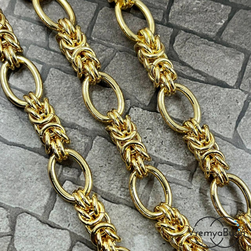 Цепочка металлическая крупная, латунь с позолотой (1/2 м.)
