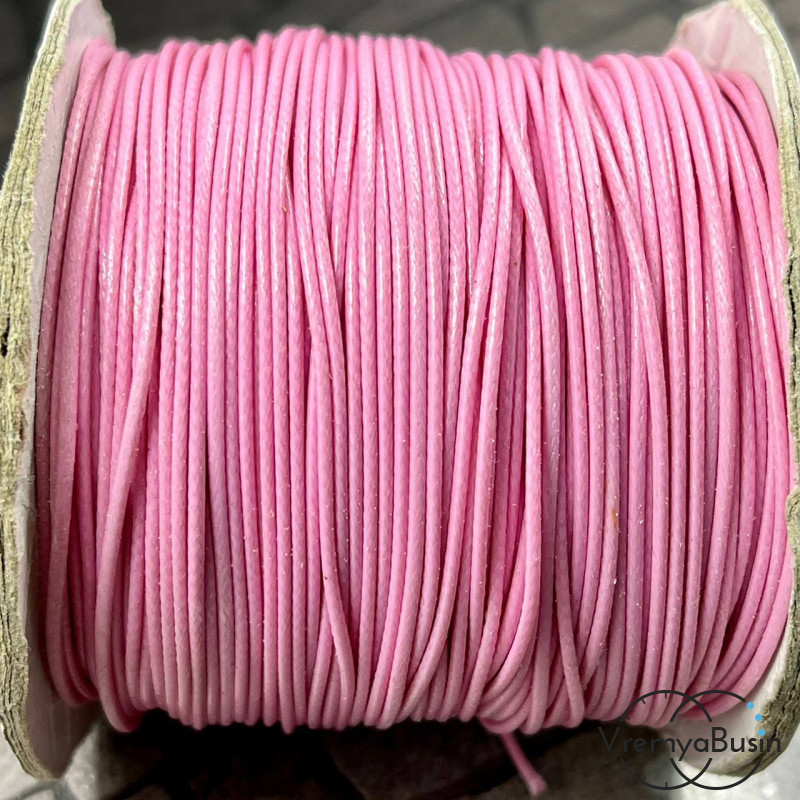 Шнур вощеный лавсановый 1 мм, цв. розовый (1 м.)