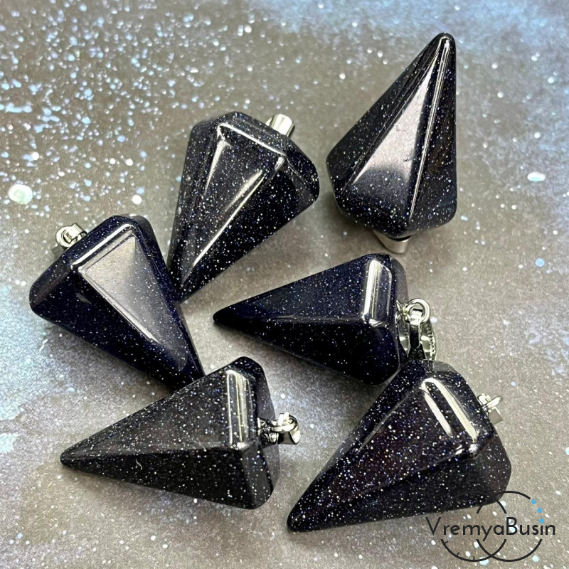 Авантюрин синий. Кулон из камня "Маятник", ок. 20х30 мм (1 шт.)