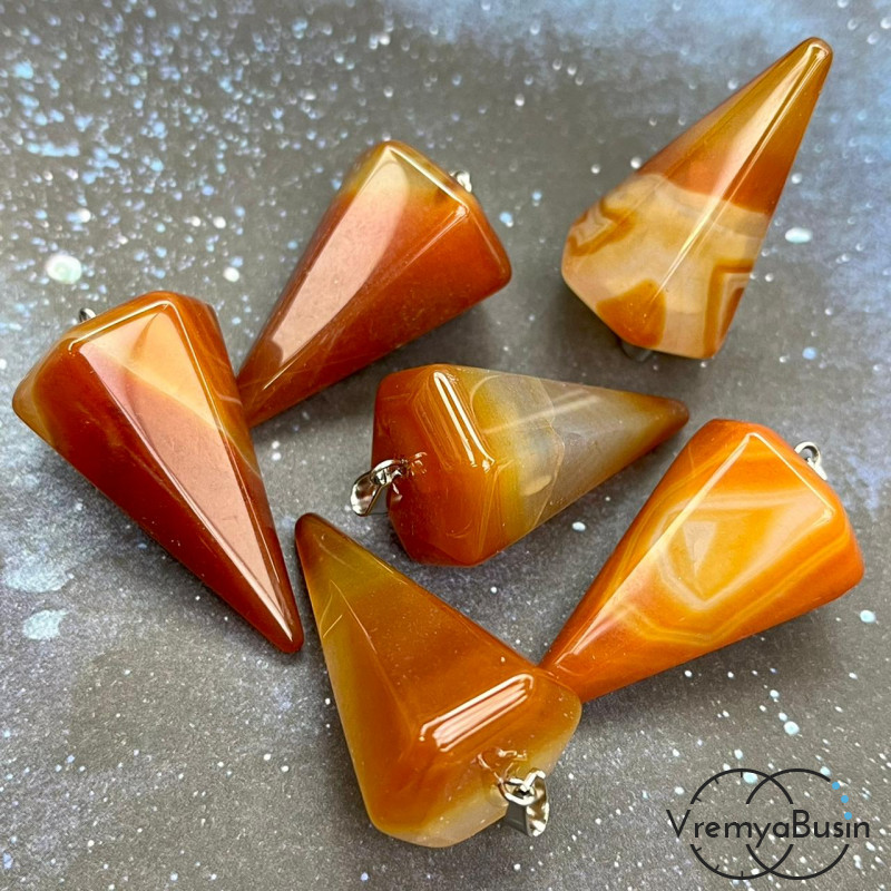 Сердолик. Кулон из камня "Маятник", ок. 20х35 мм (1 шт.)