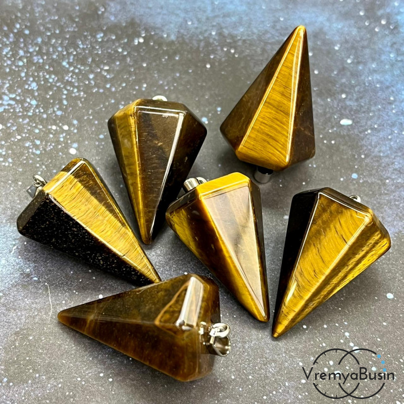 Тигровый глаз. Кулон из камня "Маятник", ок. 20х30 мм (1 шт.)