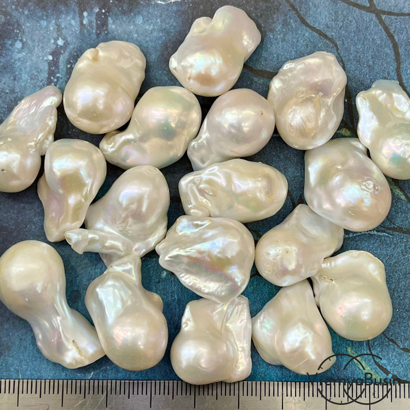 Бусины крупного барочного жемчуга, ок. 16х28 мм, цв. белый (1 шт.)