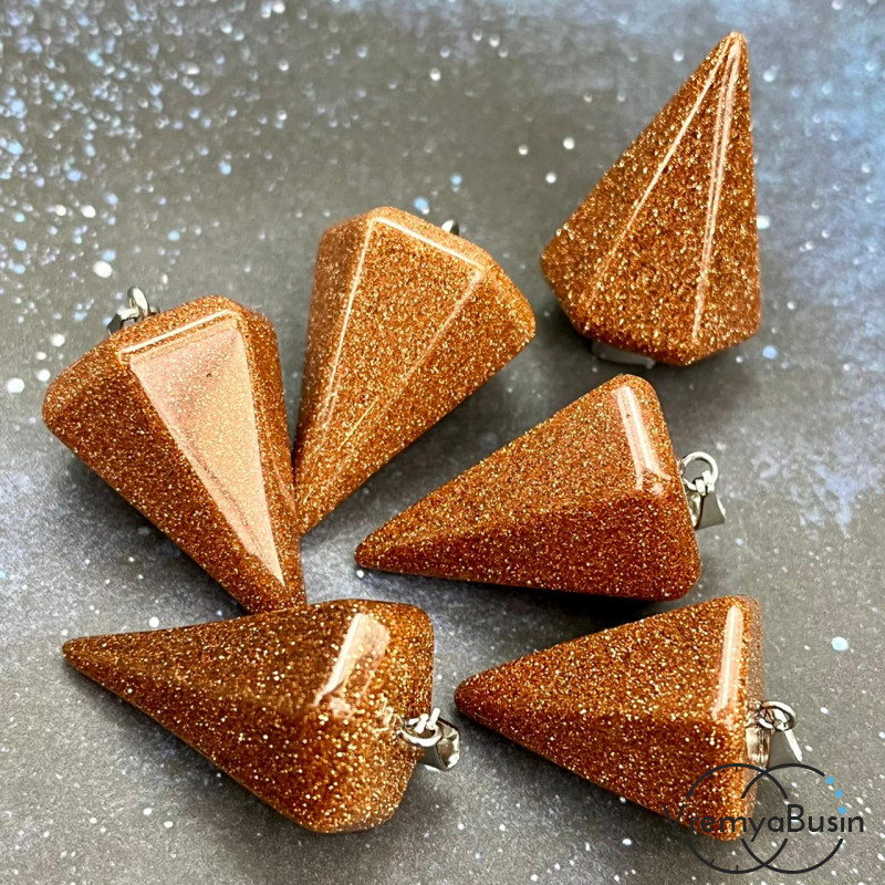 Авантюрин коричневый. Кулон из камня "Маятник", ок. 20х30 мм (1 шт.)