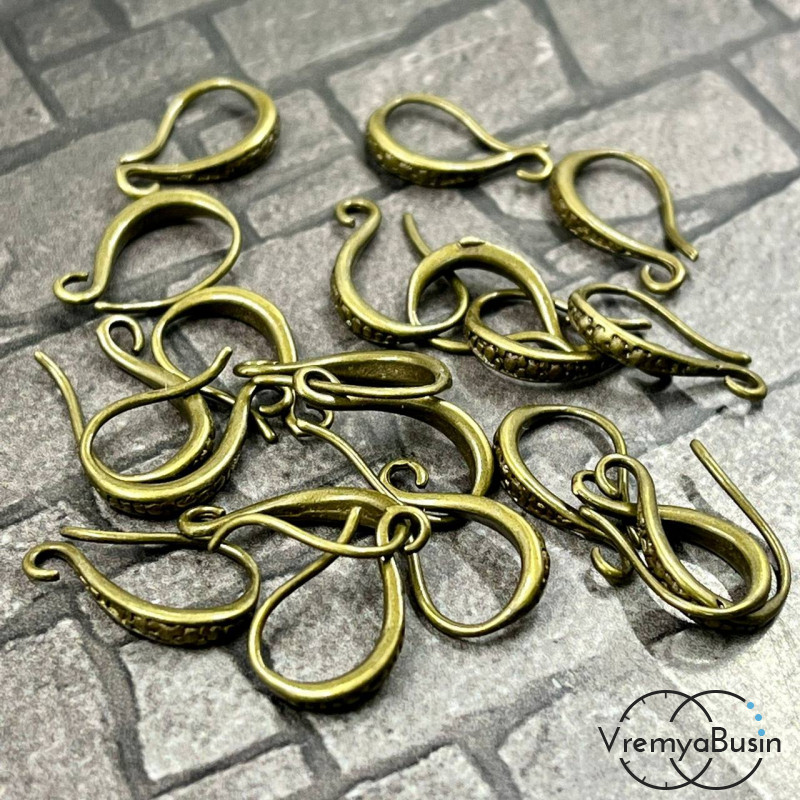 Швензы-крючки, 10х17 мм, цв. БРОНЗА (1 пара)