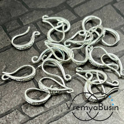 Швензы-крючки, 10х17 мм, цв. СЕРЕБРО (1 пара)