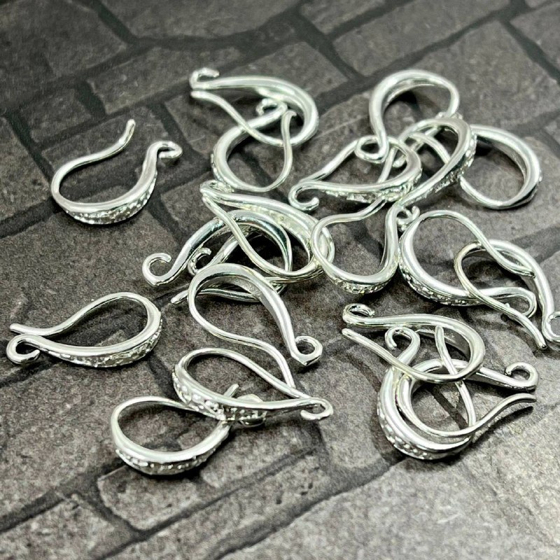 Швензы-крючки, 10х17 мм, цв. СЕРЕБРО (1 пара)