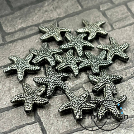 Бусина металлическая "Морская звезда", 14 мм, цв. графит (1 шт.)