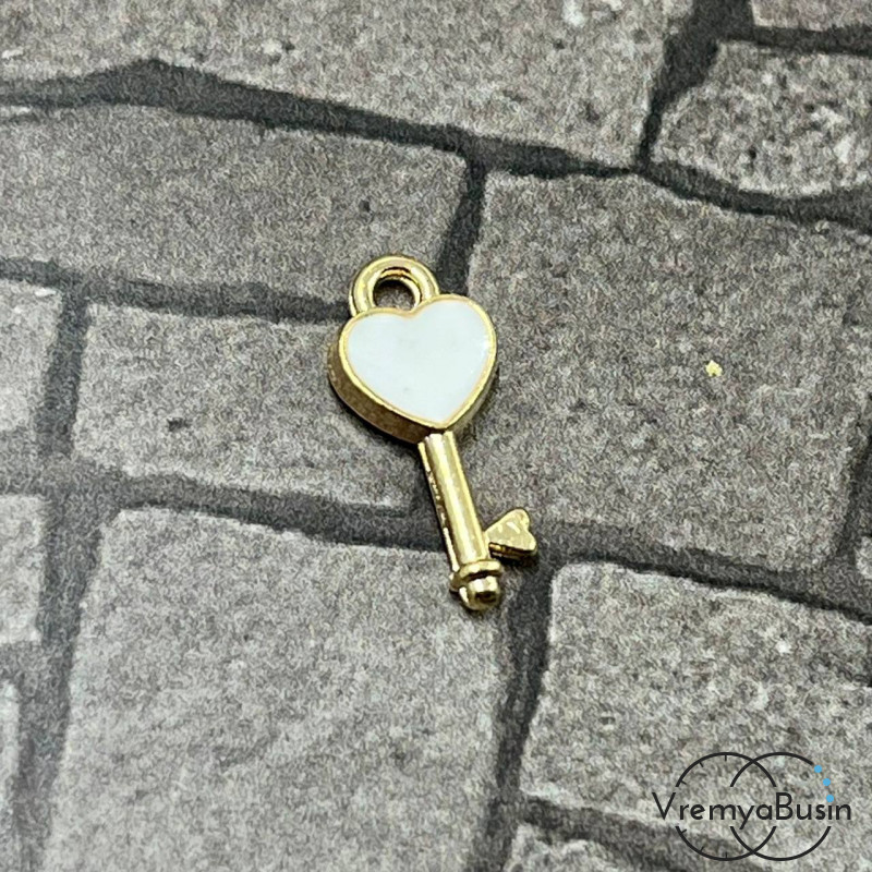 Подвеска металлическая с эмалью, ключик 7х16 мм (1 шт.)