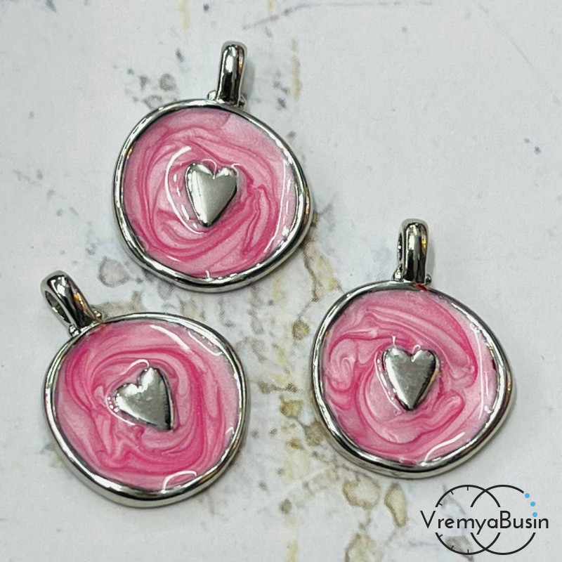 Подвеска с эмалью, 12х17 мм, латунь с родиевым покрытием (1 шт.)