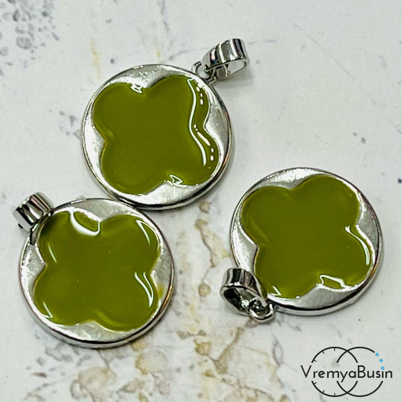 Подвеска с эмалью, латунь с родиевым покрытием (1 шт.)