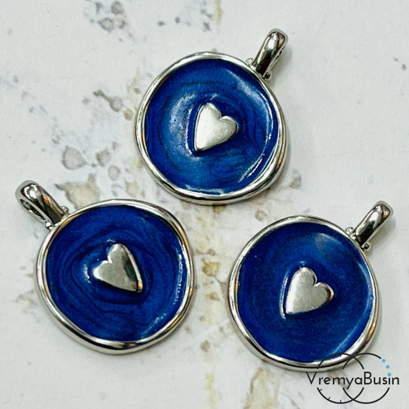 Подвеска с эмалью, 12х17 мм, латунь с родиевым покрытием (1 шт.)