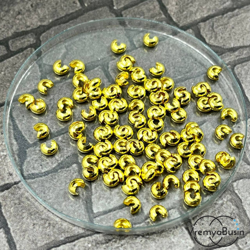 Покрытие для кримпов, 2х4 мм цв. ЗОЛОТО (упак. 20 шт.)