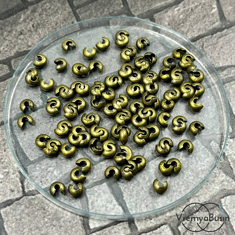 Покрытие для кримпов, 2х4 мм цв. БРОНЗА (упак. 20 шт.)