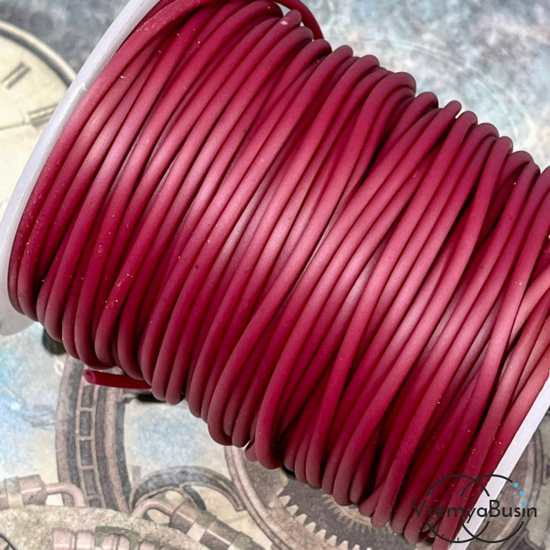 Шнур резиновый полый, 2х0.5 мм, цв. бордовый  (1 м.)