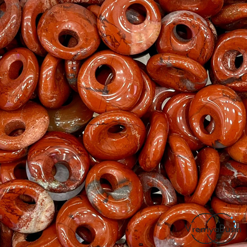 Яшма красная. Кулон из камня пончик, бублик 18 мм (1 шт.)