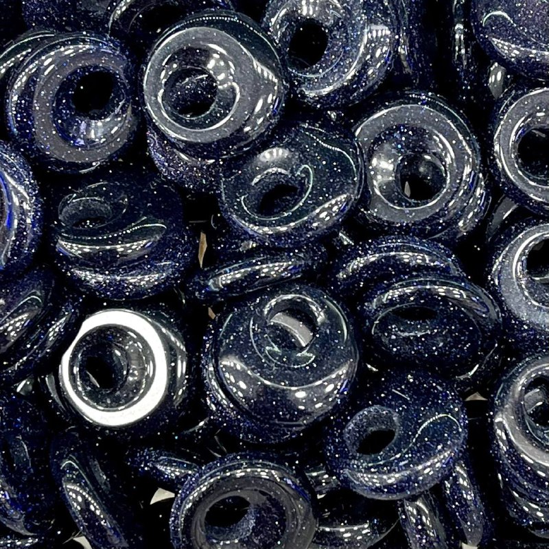 Авантюрин синий. Кулон из камня пончик, бублик 18 мм (1 шт.)