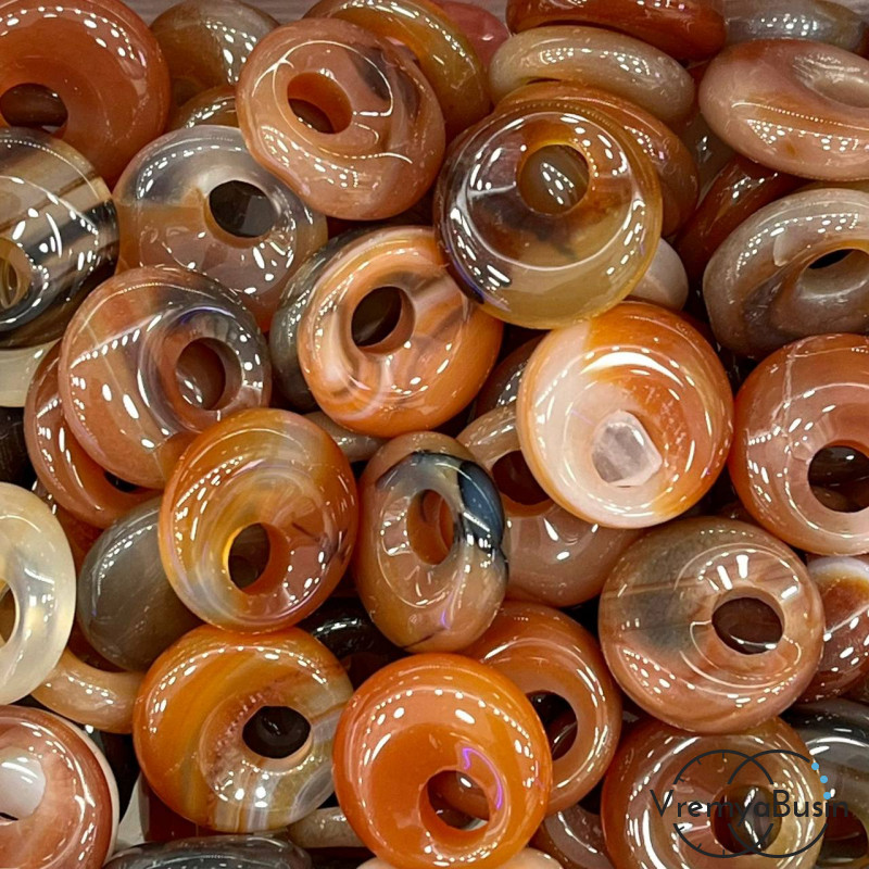 Сердолик. Кулон из камня пончик, бублик 18 мм (1 шт.)