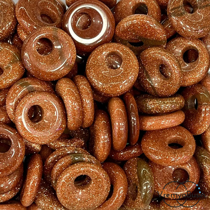 Авантюрин коричневый. Кулон из камня пончик, бублик 18 мм (1 шт.)