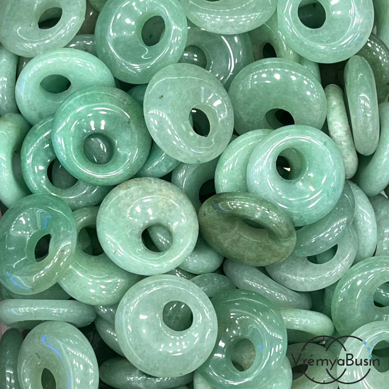 Нефрит. Кулон из камня пончик, бублик 18 мм (1 шт.)