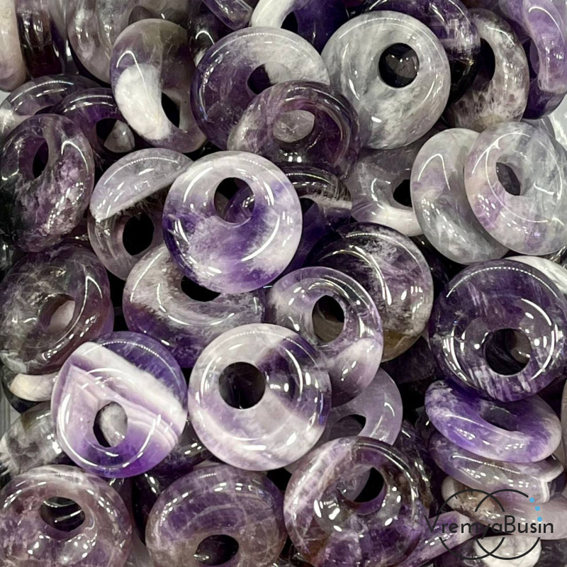 Аметист. Кулон из камня пончик, бублик 18 мм (1 шт.)