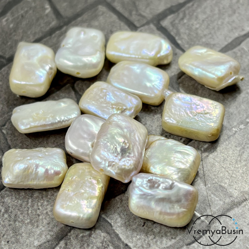 Жемчуг Кейши, плоская прямоугольная бусина, ок. 9х13 мм (1  шт.)